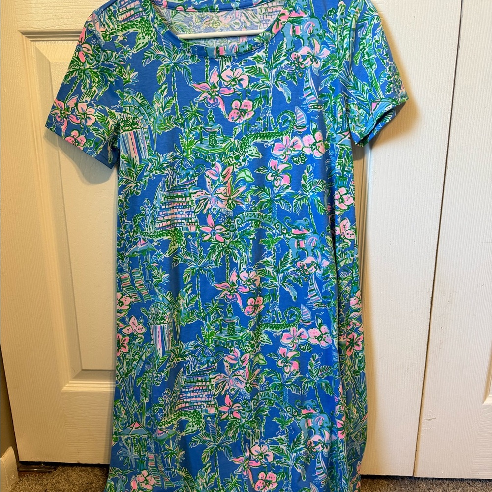 Lilly Pulitzer Blue and Green Floral Mini Dress
